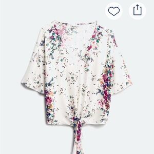 Stitch Fix LUQ Rhee Tie Front Floral V-Neck Top Size L